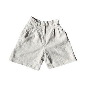 vintage 90s beige taupe linen high waisted shorts - 24” waist - casual corner